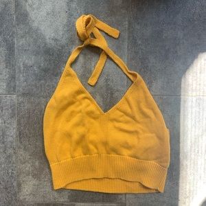 Mustard tie crop top